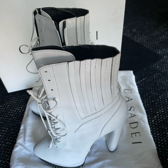 White Casadei Boots bootie Lace up with inner zipper 39 - Picture 3 of 6